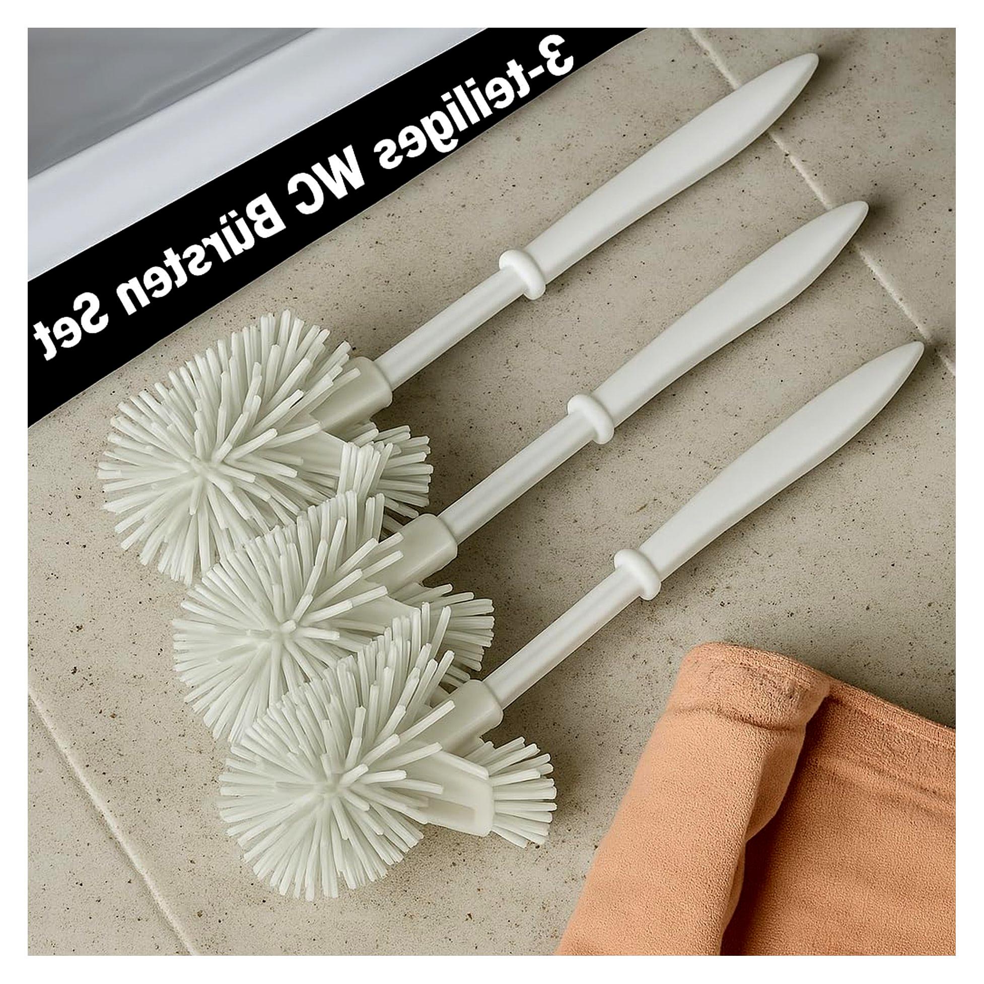 Markenlos 3er Set WC-Bürste mit Silikon Bürstenkopf, Ersatz-Toilettenbürste, Klobürste für das Badezimmer, weiß