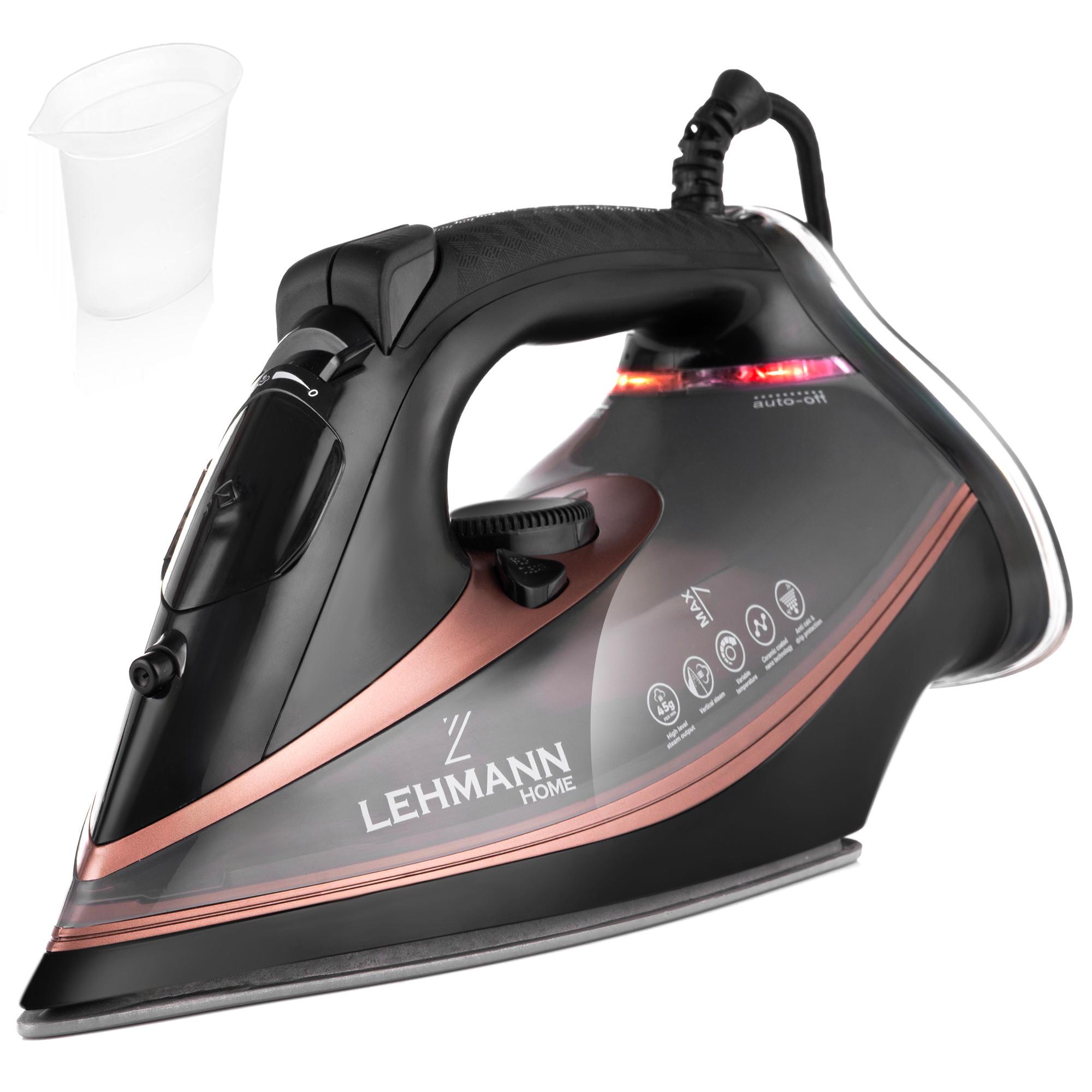 LEHMANN Dampfbügeleisen mit Keramikbügelsohle, 3000W, Dampfstoß bis zu 140 g, Vertikaldampf, Abschaltautomatik STROKKUR