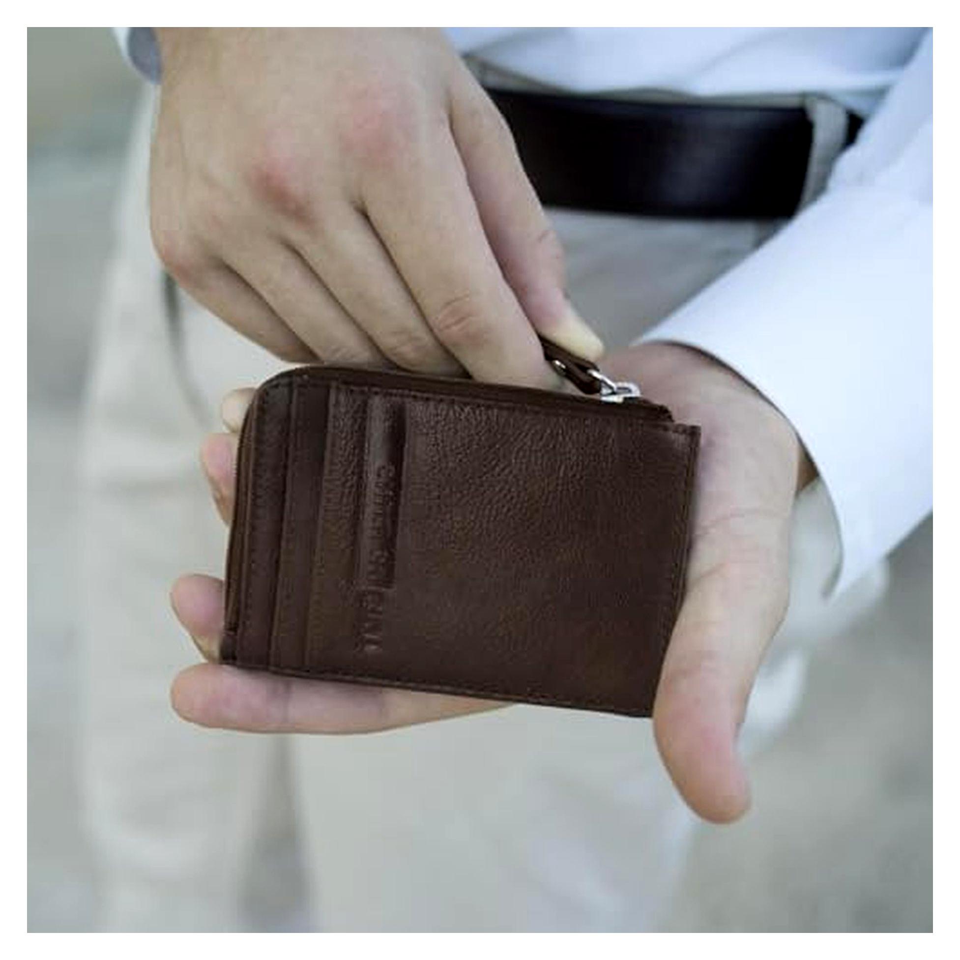 Markenlos Herrenbrieftasche klein - Herrenbrieftaschen Echtes Leder - Damenbrieftasche - Herrenbrieftaschen. Herren-Kartenhalter Brieftasche mit Schlüsselring - Herren-RFID-Brieftasche 202390