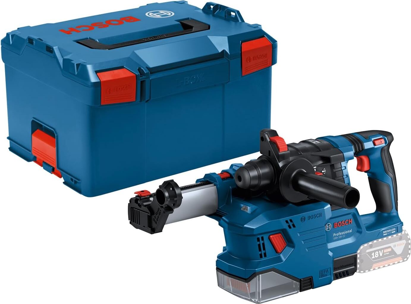 Bosch Professional 18V systémové akumulátorové rotačné kladivo GBH 18V-22 vrátane GDE 18V-12 v L-BOXX 0611924004