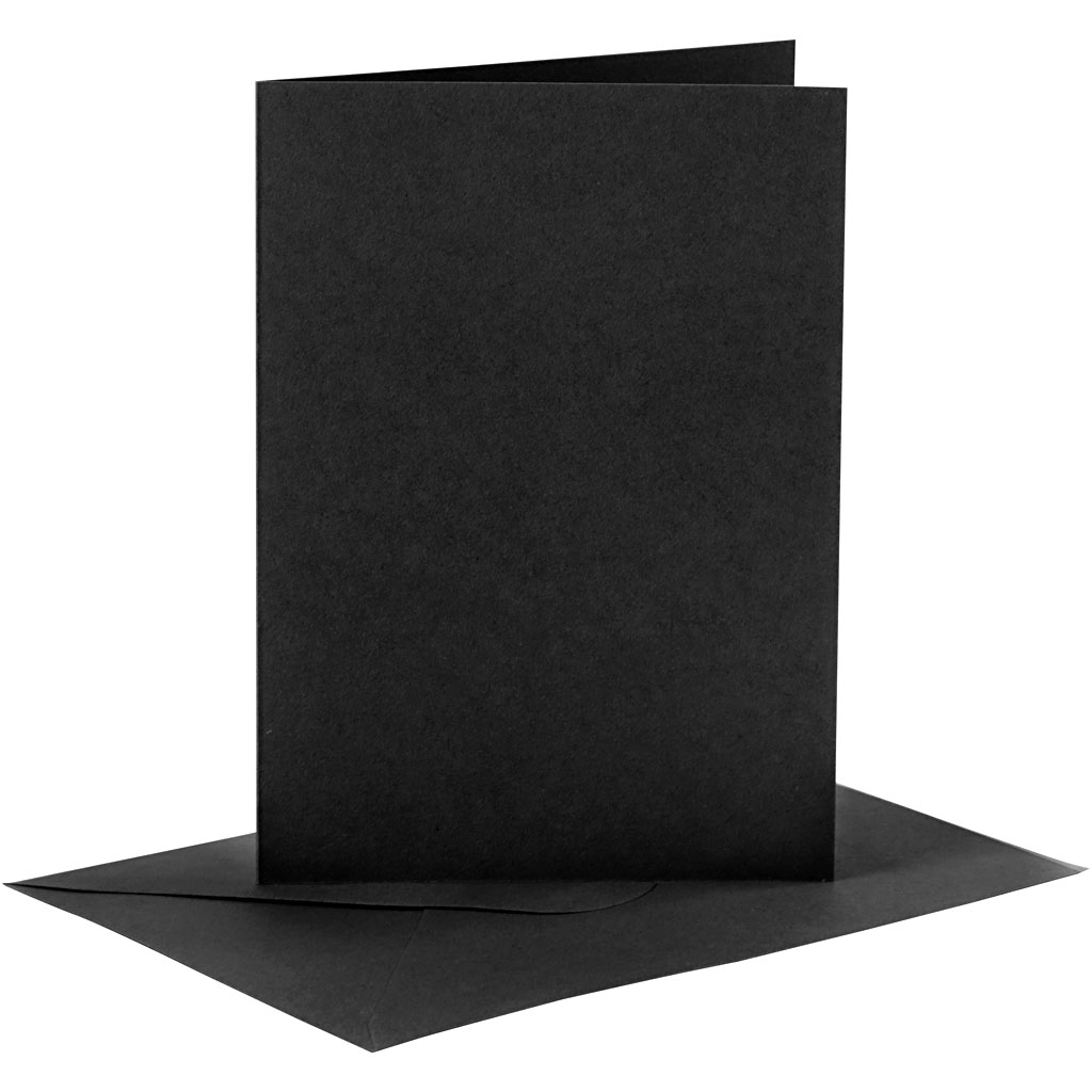 NoBrand Creativ-Firmenkarten und Umschläge, Kartengröße 10,5 x 15 cm, Umschlaggröße 11,5 x 16,5 cm, 110+230 g, schwarz, 6er-Set 1 Box 1.23020