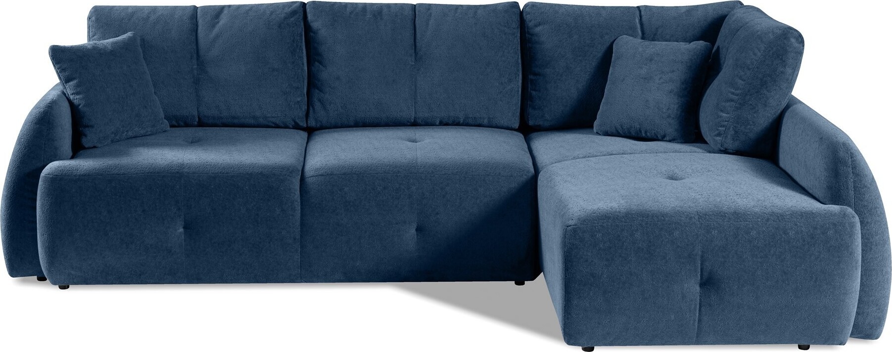 BETTSO Komfortables Ecksofa mit Schlaffunktion und Bettzeugcontainer PATAYA navy blue