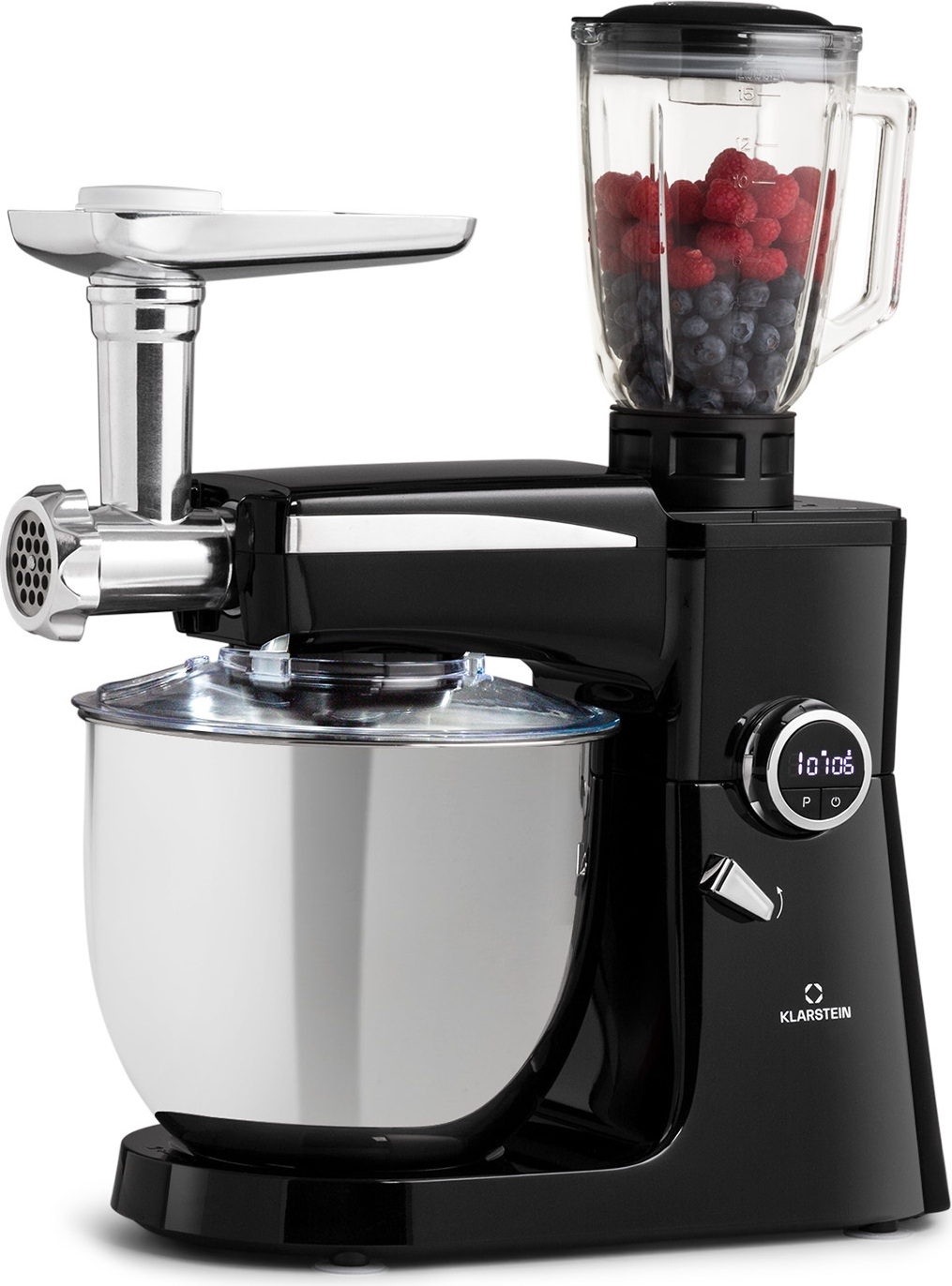 Klarstein Küchenmaschine, Universalküchenmaschinen, 3-in-1 Küchenmaschinen, Rührgeräte & Mixer, Teigmaschine mit Fleischwolf, Küchenmaschine , 2000 Watt Teigmaschine Knetmaschine 10L Schüssel TKC5-RenataBlack