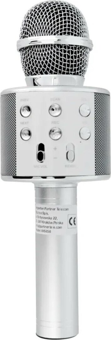 Multimediálny karaoke mikrofón Bezdrôtový Bluetooth reproduktor 1200mAh Silver
