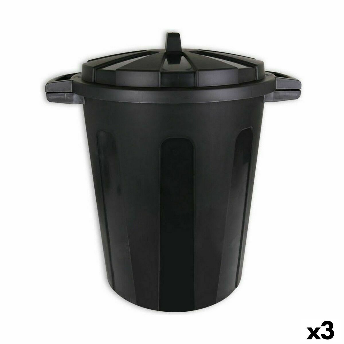 Odpadkový kôš Dem 70 l čierny 56 x 45 x 60 cm (3 kusy)
