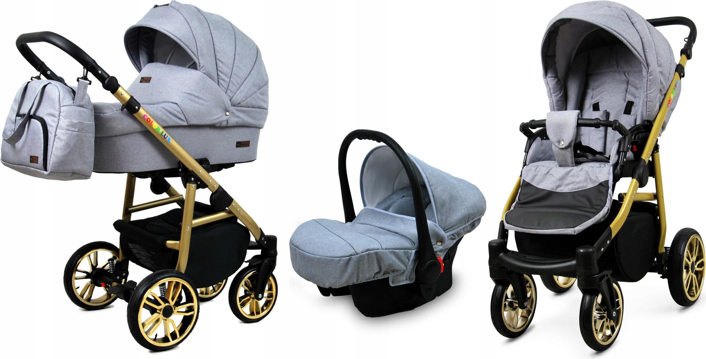 BabyLux Color Lux | 3in1 Kinderwagen Set | Silver Flex | Kombikinderwagen | Kinderwagenset | Bu