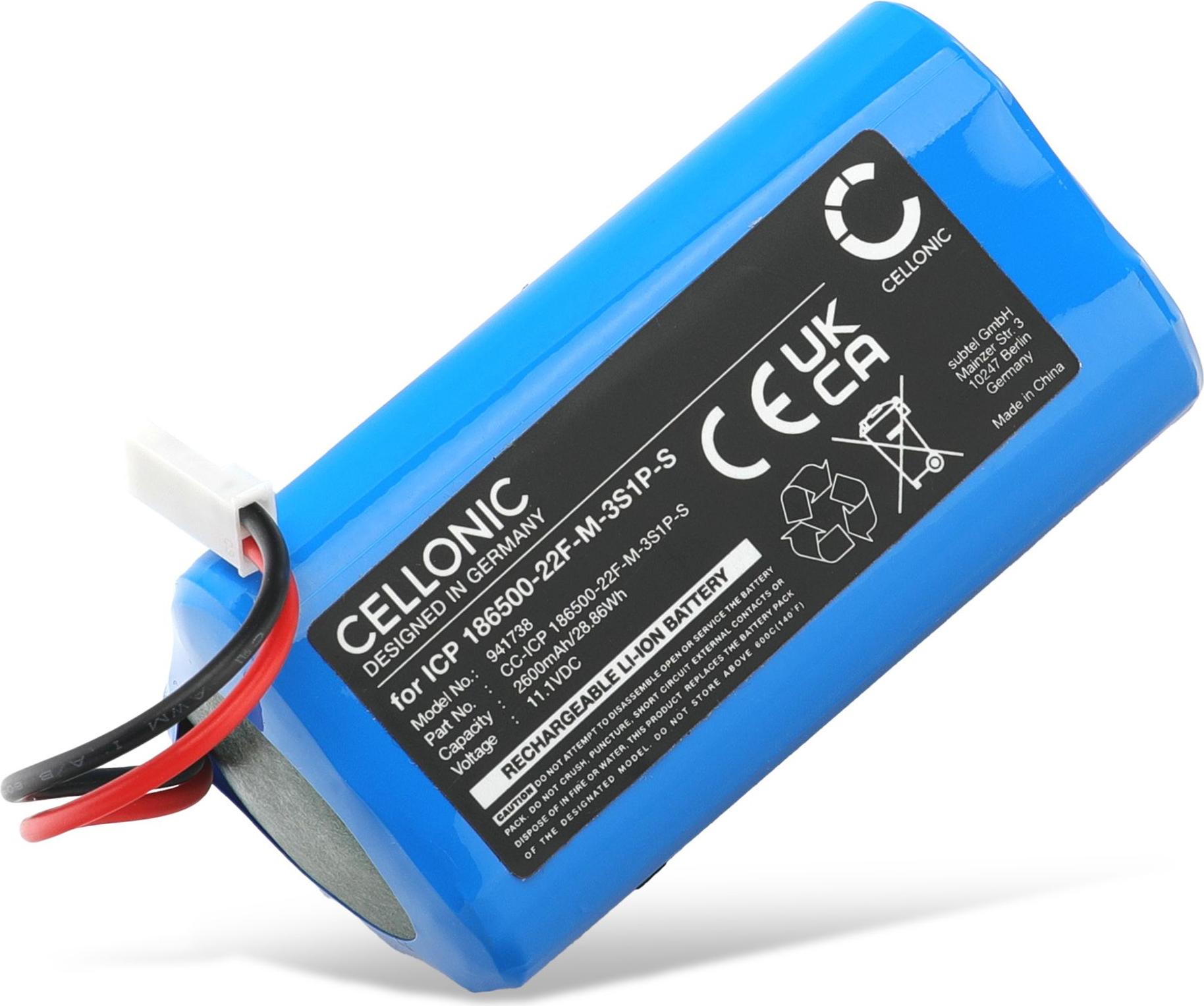 CELLONIC 1x Akku für Staubsauger Kompatibel mit Electropan ilife V5s, ilife V3s, ilife V5, ICP 186500-22F-M-3S1P-S - (2600mAh, 11.1V) 941738