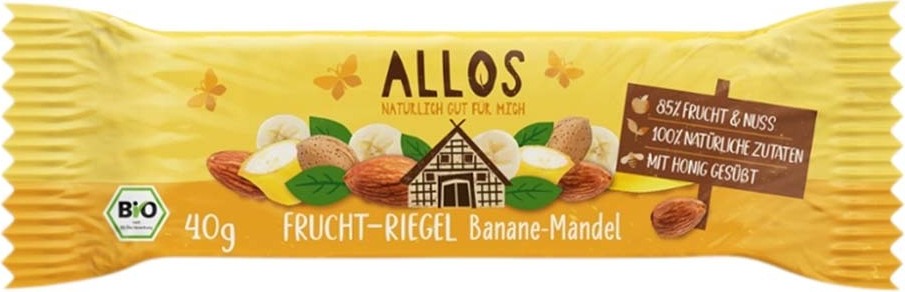 Allos Frucht-Riegel Banane Mandel -- 40g Müsliriegel
