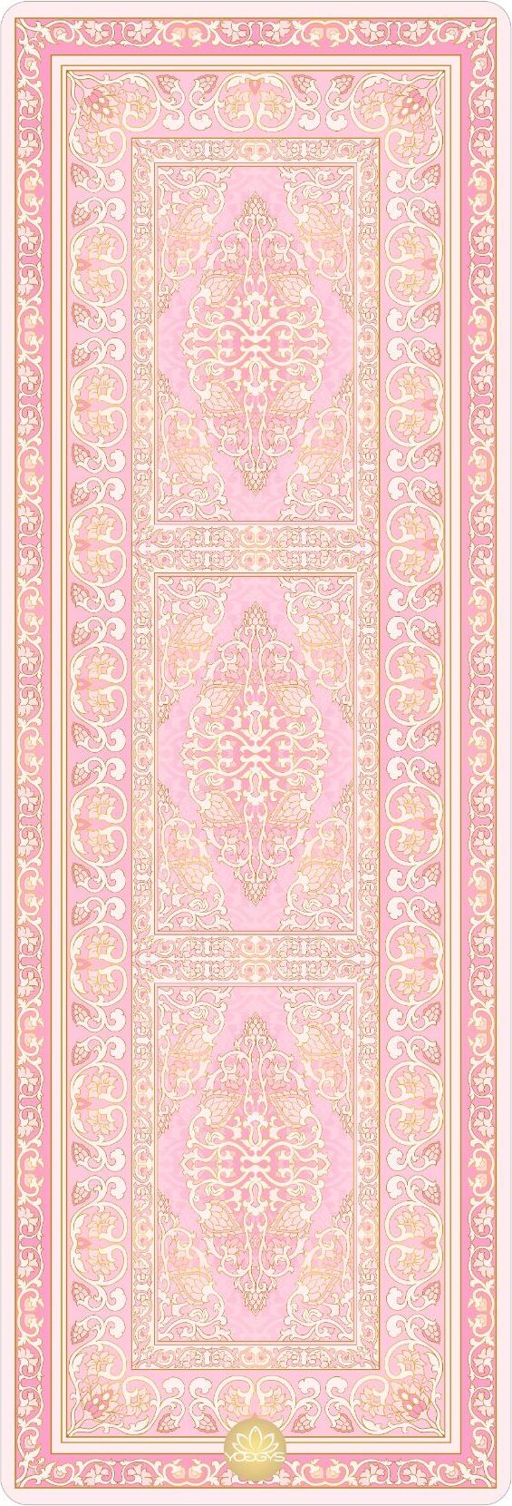 YOGGYS Reisedesign Yogamatte GOLDEN DREAMS, Yogamatte rosa, Yogamatte, Gummimatte, Pilates- und Fitnessmatte, 1,5mm YOGAMAT-GD-TRA15