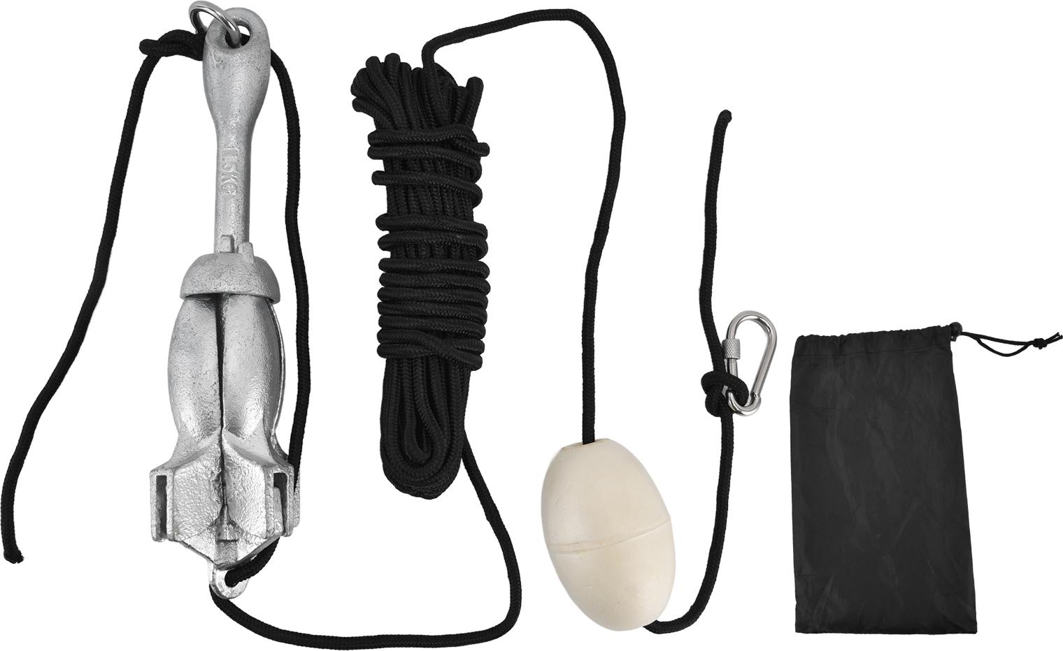 TWO TREES Klappbarer Bootsanker-Karabiner, 1,5 kg, Schiffszubehör-Set mit Markierungsboje und 10 m Seil