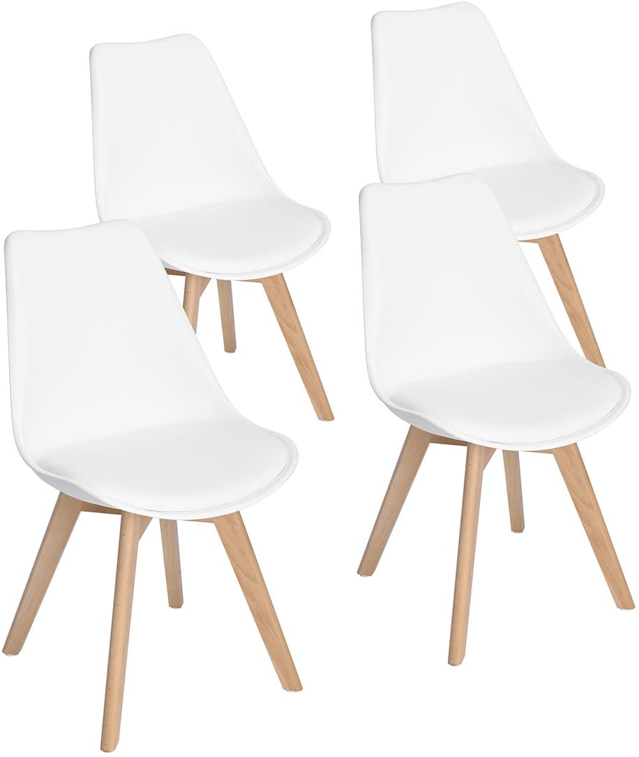 Esszimmerstühle FANO Braun 4er Set Retro Küchen-Stuhl Design Stühle Stoff Stuhl 