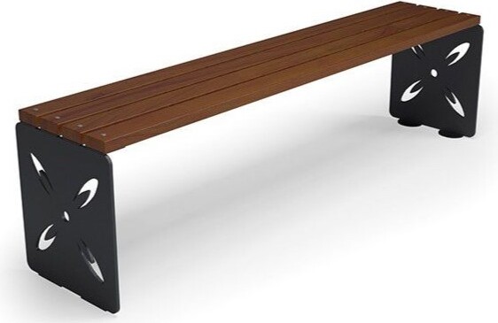 Sonstige Gartenbank ohne Rückenlehne Parkbank Sitzbank Stadtbank Bank Holz Stahl Braun