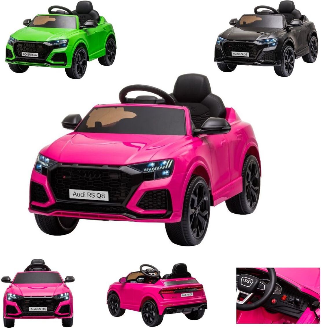 ES-Toys Kinder Elektrofahrzeug Audi RS Q8 lizenziert Kunstledersitz EVA-Reifen pink ET5021-Pink/Rosa