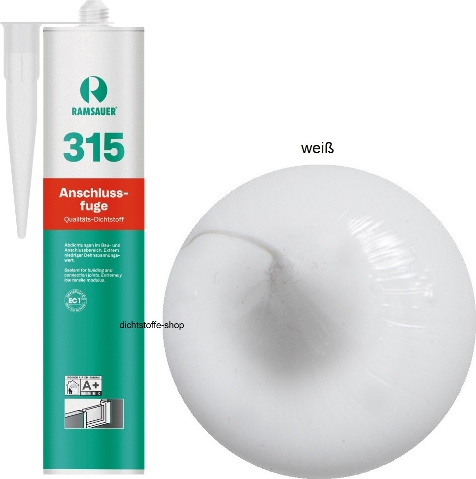 Ramsauer GmbH&Co.KG Ramsauer 315 Anschlussfuge 1K Silicon Dichtstoff 310ml Kartusche weiß 14003020