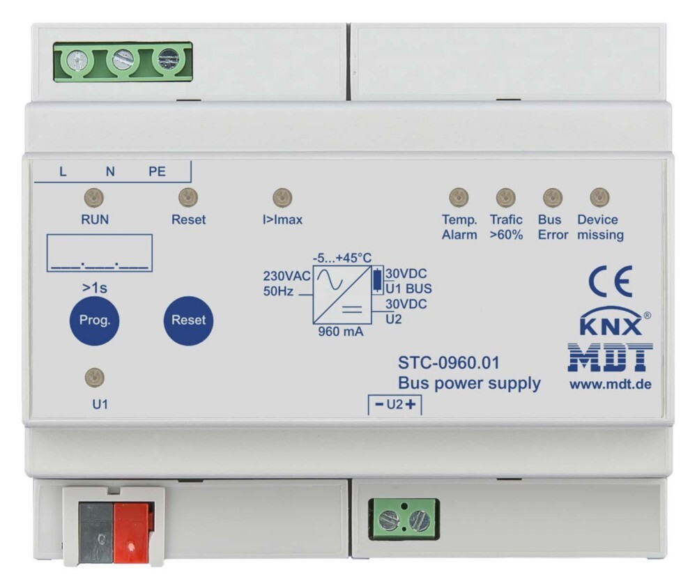 MDT Busspannungsversorgung Diagnosefunkt. 960mA, 6TE STC-0960.01