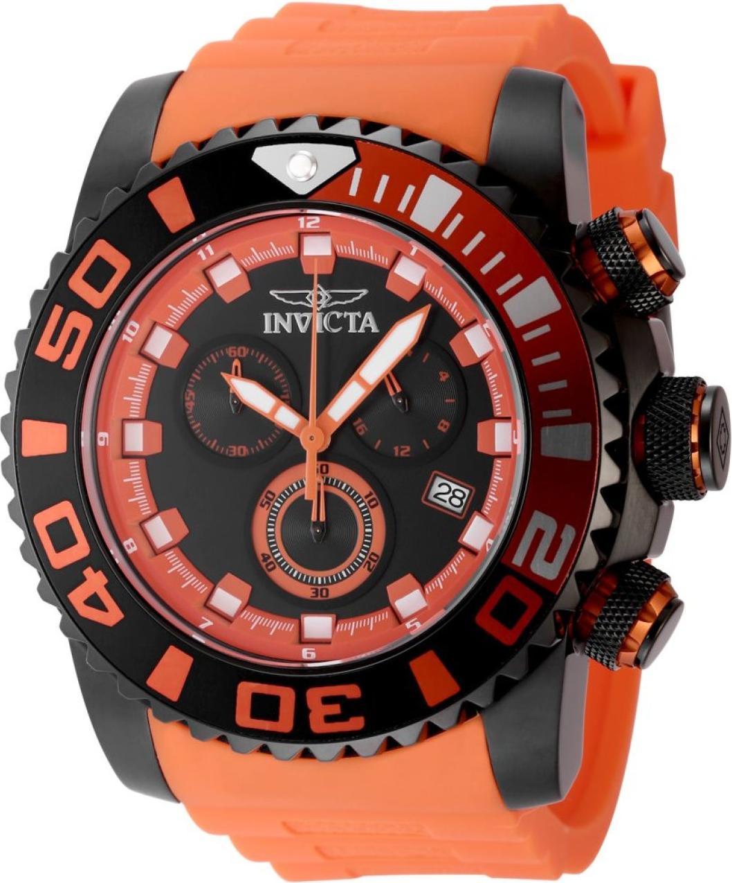 Invicta Sea Hunter 48986 Pánske Hodinky - Quartz Hnací Mechanizmus - Nerezová Oceľ s Černým Ciferníkom - 52 mm