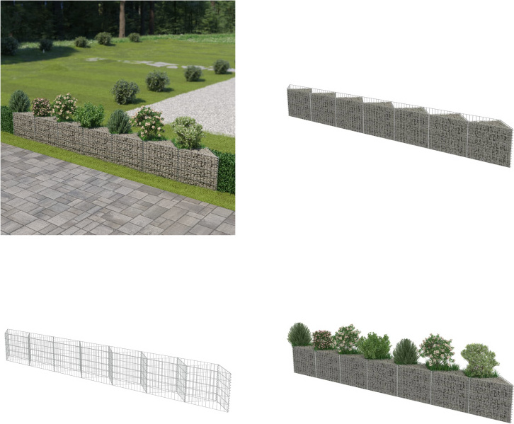vidaXL Gabionenwand Verzinkter Stahl 450×30×50 cm - Gabionenwand - Gabionenwände - Gabionen-Pflanzkorb - Gabionen-Pflanzkörbe HL143572
