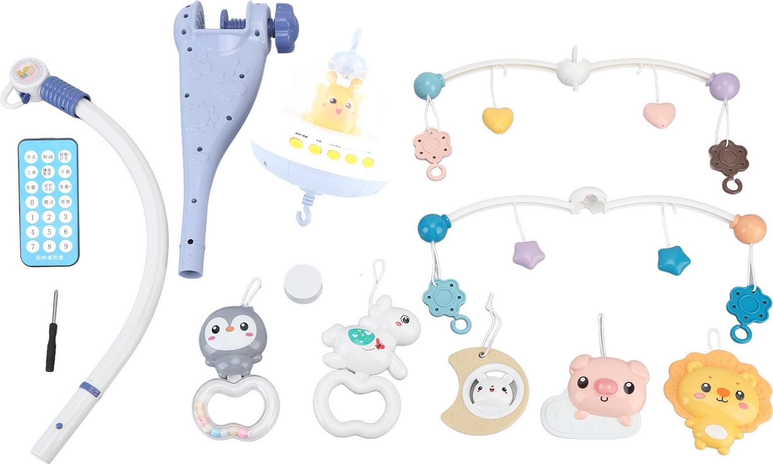 Baby Mobile Závesné rotujúce zvieratá nočné svetlo relaxačné hudobné sochy s projektorom typ 1