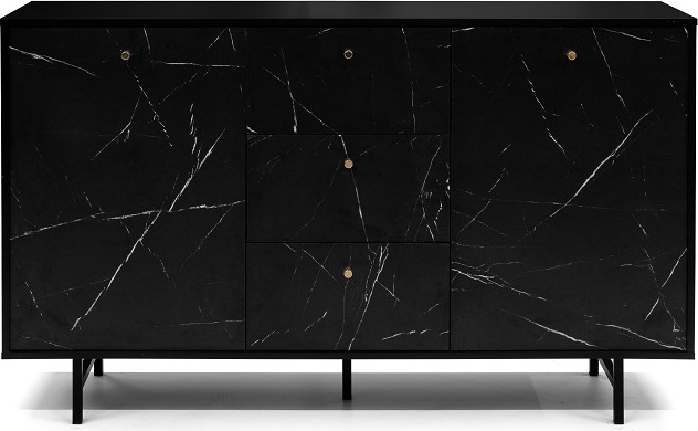 FURMEB Patryk Hojka Furmeb24 - VEROLI K2D3SZ - Zweitrige Kommode mit Schubladen , gerade Metallbeine , Marmor-Effeckt .