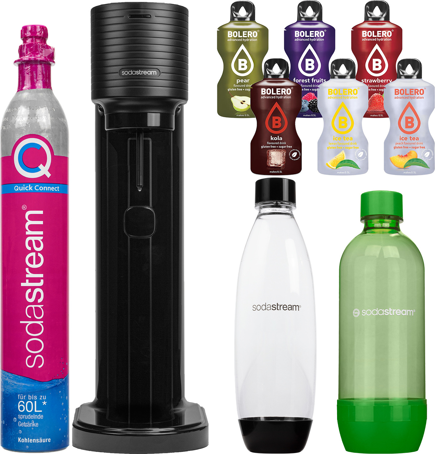 Výrobník sody SodaStream Gaia Titan + 2 fľaše Black/Green + Bolero