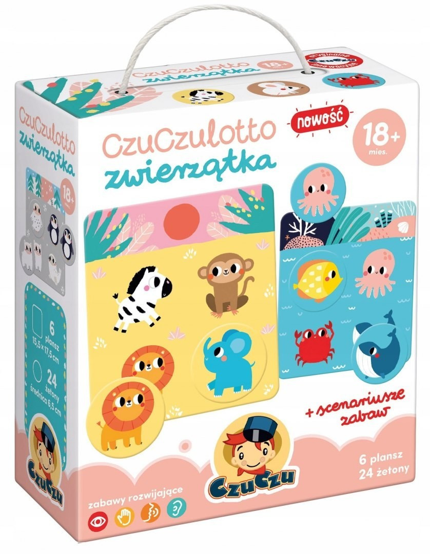 Brak danych Lernspiel Zwierzątka für Kleinkinder ab 18 Monaten, 6 Plättchen, 24 Spielsteine, anpassbarer Schwierigkeitsgrad