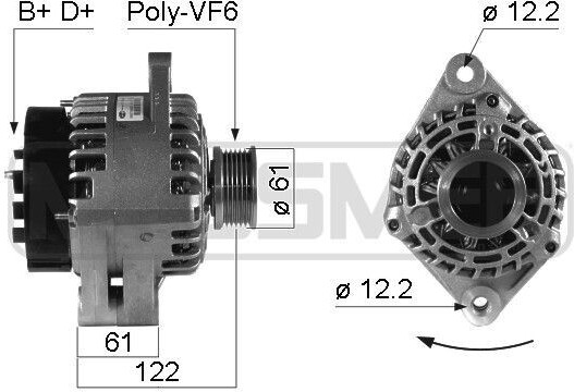 ERA 210326A Alternátor LiMa 105 A 14 V pre OPEL ZAFIRA B (A05), Astra H Caravan (A04), Astra H hatchback (A04), Astra H GTC (A04)