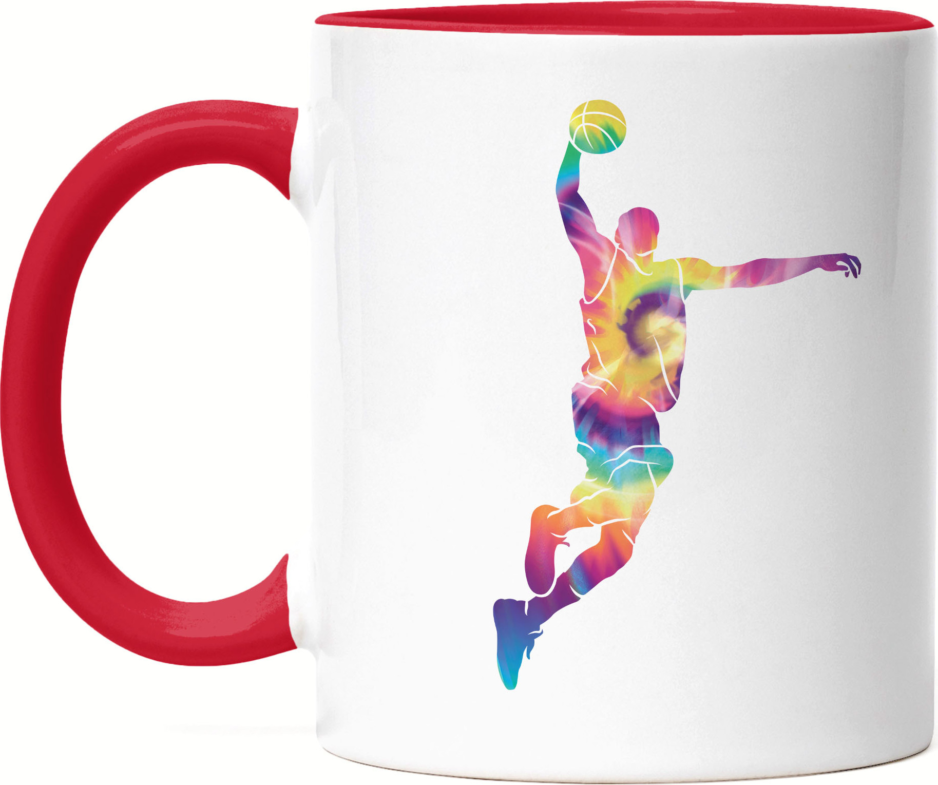 Hey!Print Basketball Tasse Rot Sport Mannschaft Spieler Korb Teamsport Gewinner Ballsport Jersey Team Mannschaftssport HP-1788-T-Rot