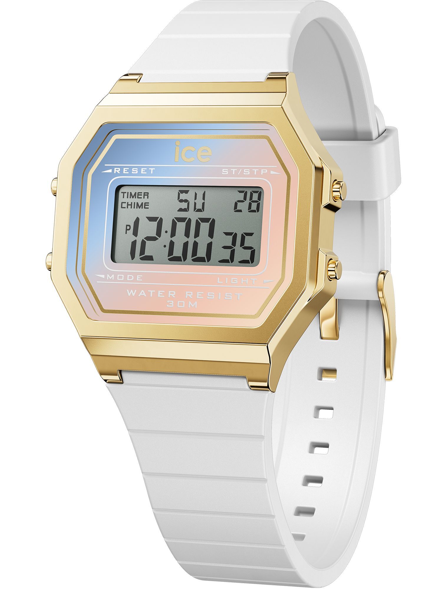 Hodinky Ice-Watch 022718 ICE digit retro white majestic Uhr Datum Alarm weiß