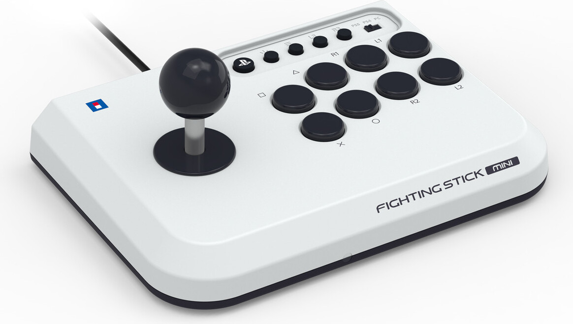 Hori Fighting Stick Mini, Letecký pákový ovládač, PC, PlayStation 4, PlayStation 5, Capture button, Tlačidlo domov, Tlačidlo turbo, Kábel, USB, USB Typ-A