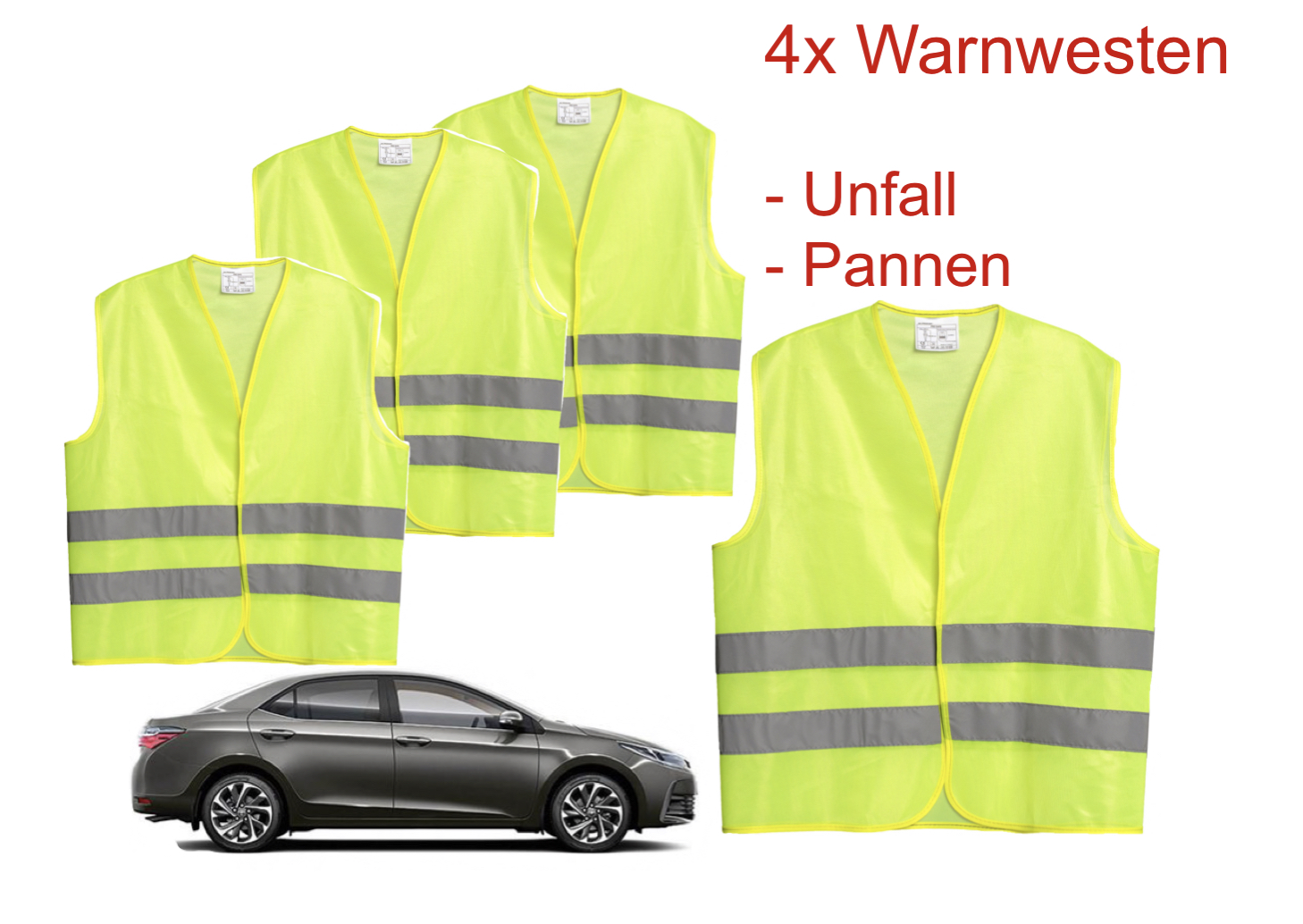 10 Warnwesten Unfallweste Neon Gelb AUTO Warnweste Sicherheits Weste KFZ EN  471