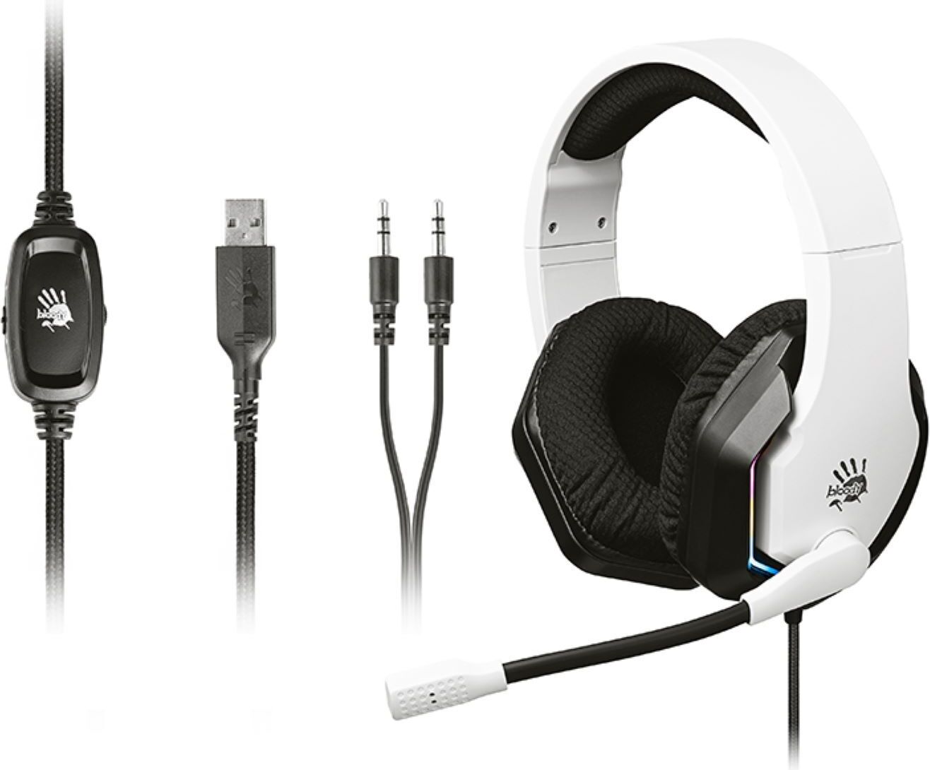 BLOODY G260p USB+AUX3.5 PC herné slúchadlá | Biele RGB