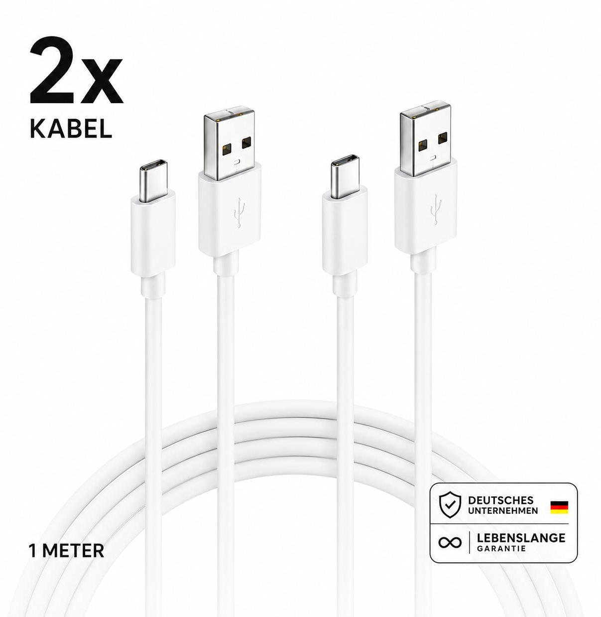 USB-C kábel na rýchle nabíjanie, 1 m / 2 m – USB-A na USB-C alebo Typ-C na Typ-C – USB-A na Typ-C, 1 meter / 2 kusy