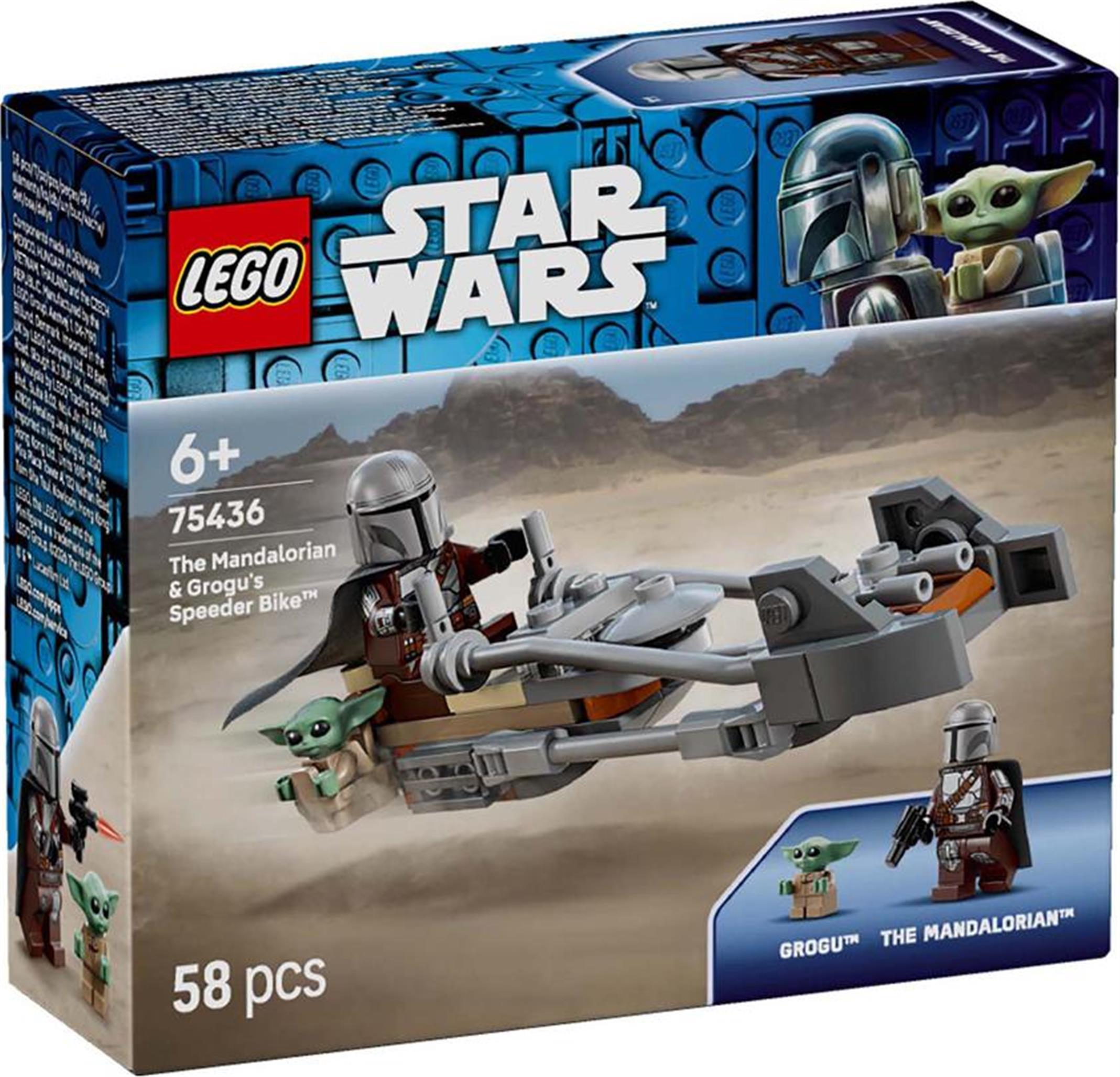 LEGO Star Wars Mandalorian, Grogu a spídrová motorka, Stavebnica, 6 rok / roky, Plast, 58 kusov, 83 g