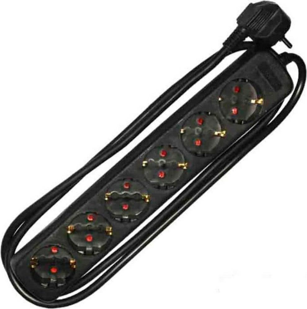 Steckdosenleiste 6 Schuko-Steckdosen 1,5 m 3x1,5 mm Schwarz Edm 41008