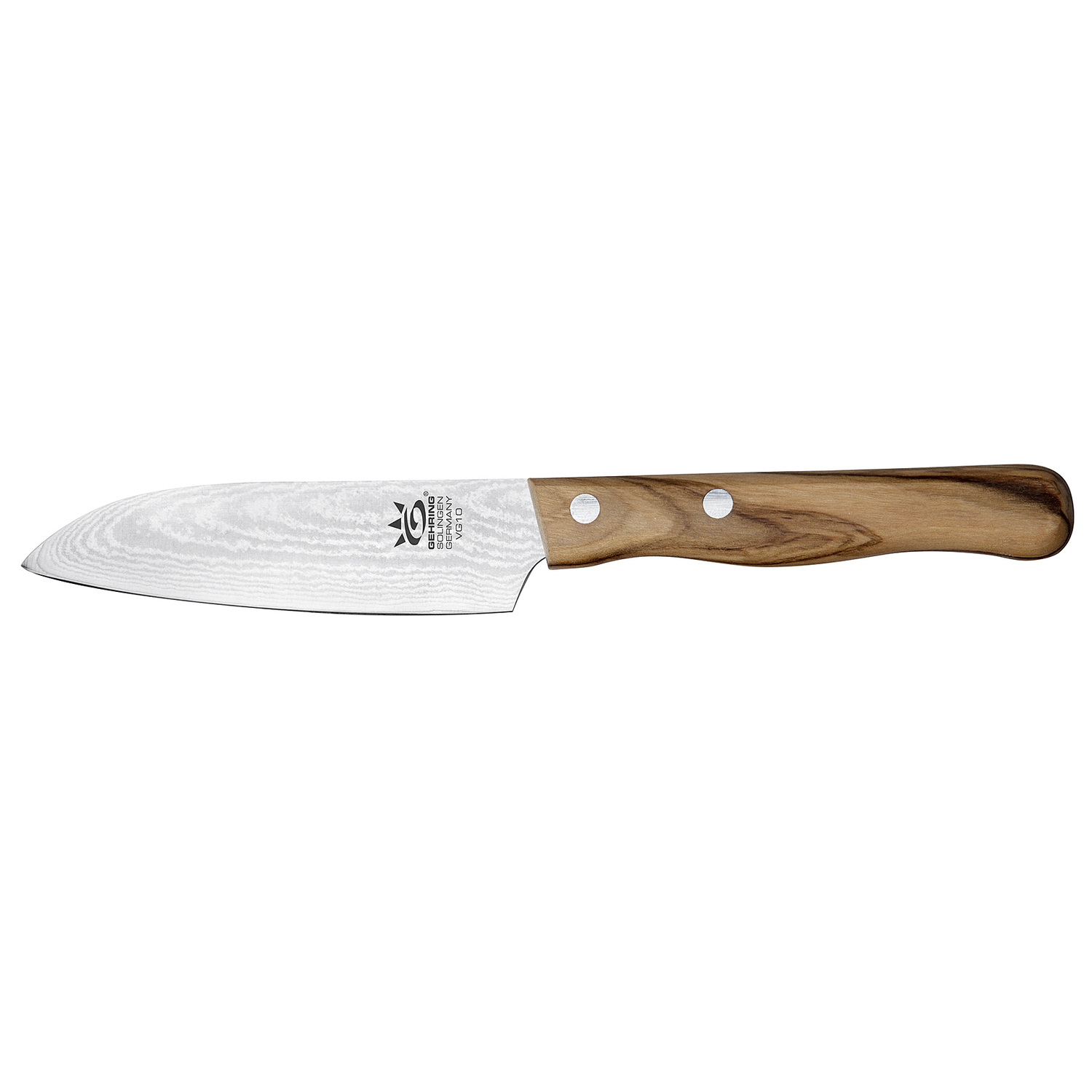 Gehring Santokumesser Look Olivenholz mit Hohlnieten 11cm, silber/natur EKS106079