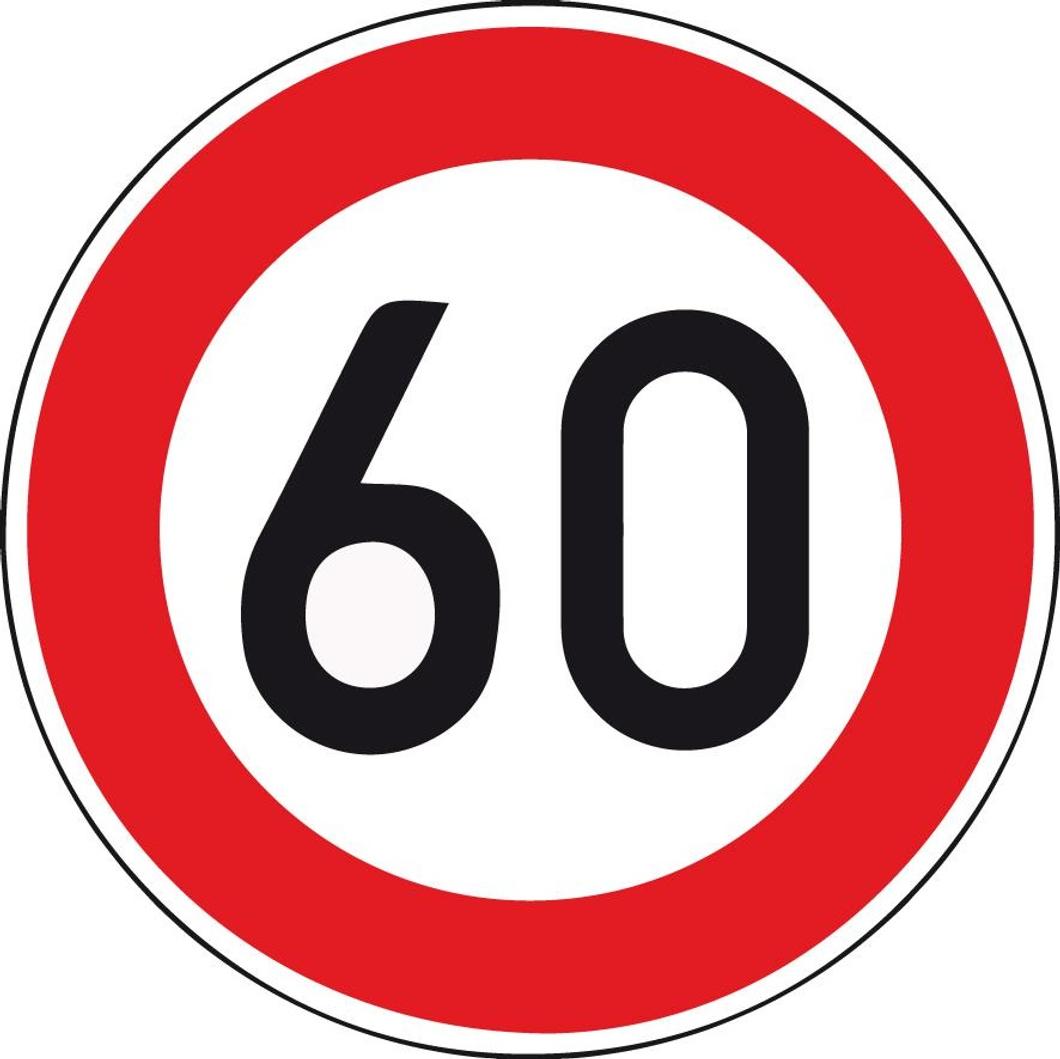 Sonstige Verkehrszeichen 274-60 Ronde 600 mm, 60 km/h, RAL-Gütezeichen Folie RA2