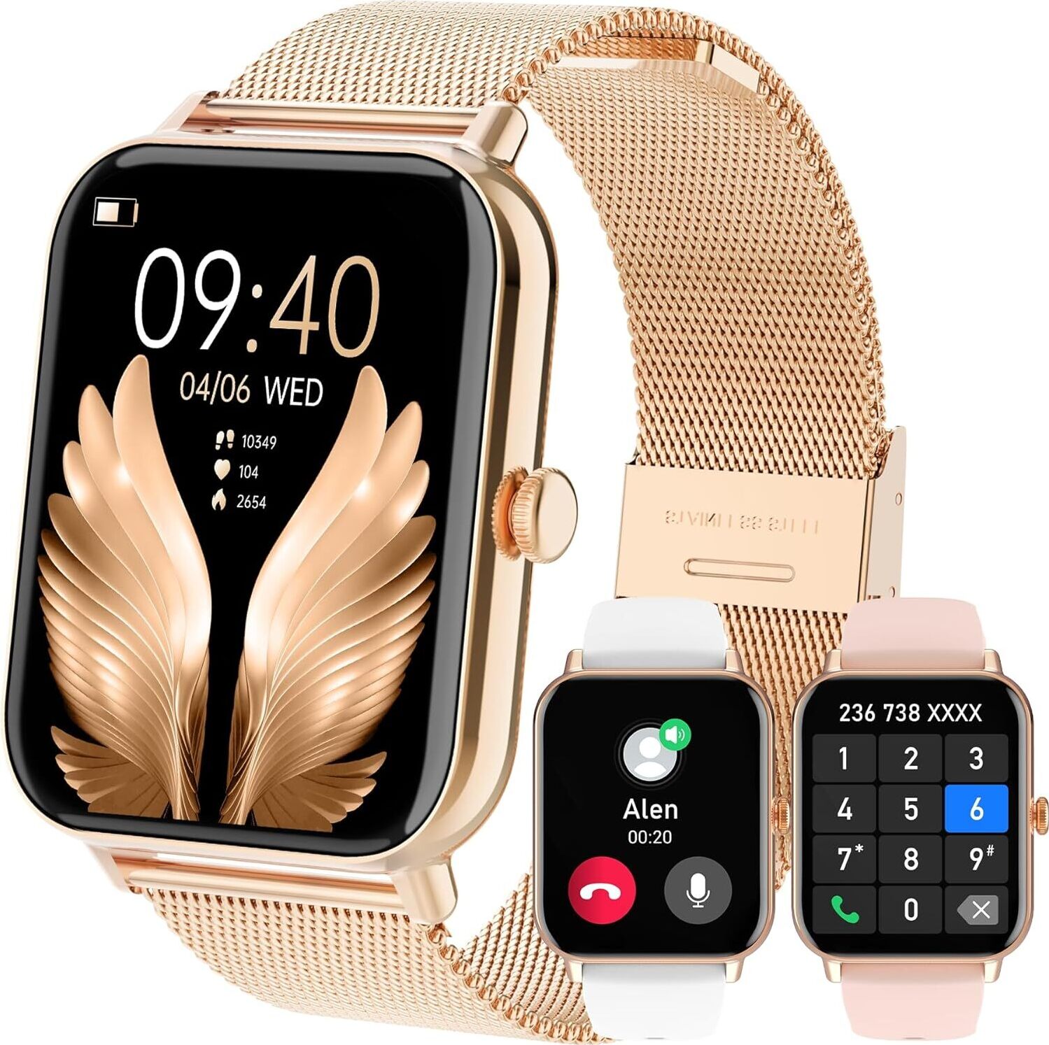 Betatree Smartwatch Damen Herren mit Anrufen und WhatsApp-Benachrichtigungen, 1,85 Zoll Digitale Fitnessuhr, Schrittzähler, 120+ Sportmodus iOS Android