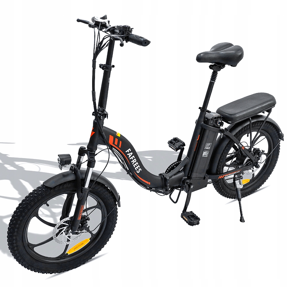 Fafrees F20 Skladací elektrický bicykel, 20-palcový elektrický horský bicykel s tučnými pneumatikami, snežný e-bike, 36 V/16 Ah, lítiová batéria, 250 W čierna
