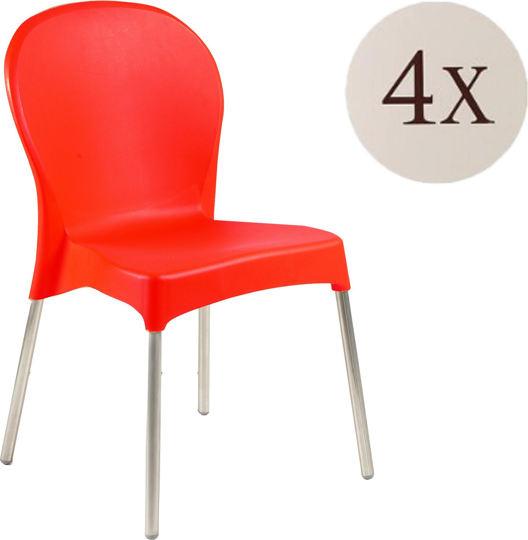 Dmora Eclectic - Outdoor-Stuhl, Rot, 4 Stühle Italy