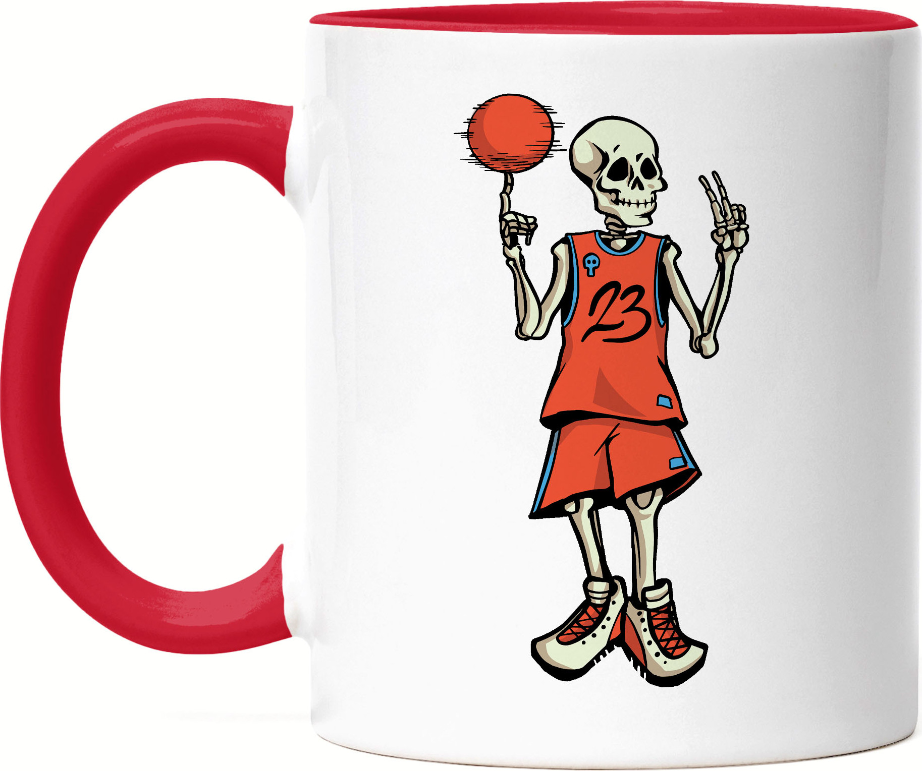 Hey!Print Basketball Tasse Rot Sport Mannschaft Spieler Basket Korb Teamsport Gewinner Ballsport Jersey Team Mannschaftssport HP-1787-T-Rot