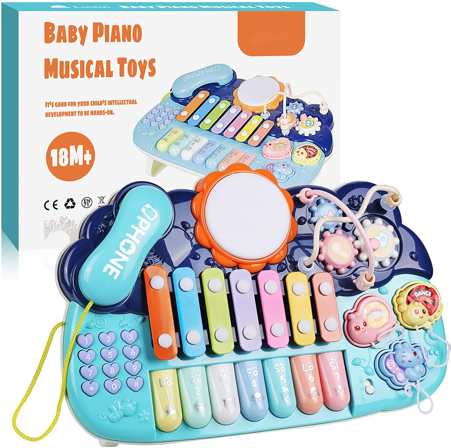 4-in-1 Klavierinstrument Piano Telefon Musikspielzeug Baby Kinder Spielzeug 
