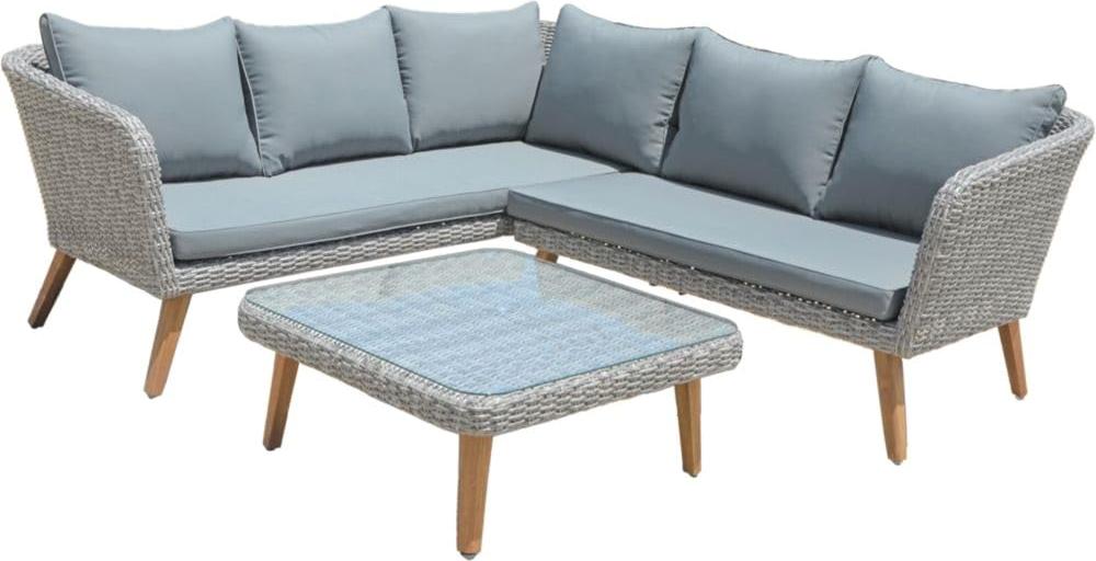 Gartenloungeset DUBAI grau - Akazie, Grau | Gartenmöbel Set Garten Loungegruppe Lounge-Set Pool Loungegarnitur