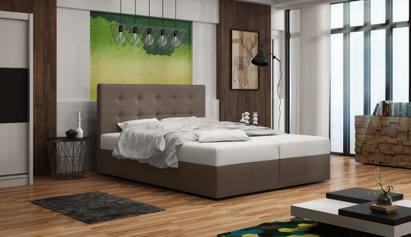 Čalúnená posteľ s úložným priestorom DELILAH 1 COMFORT - 160x200, svetlo hnedá