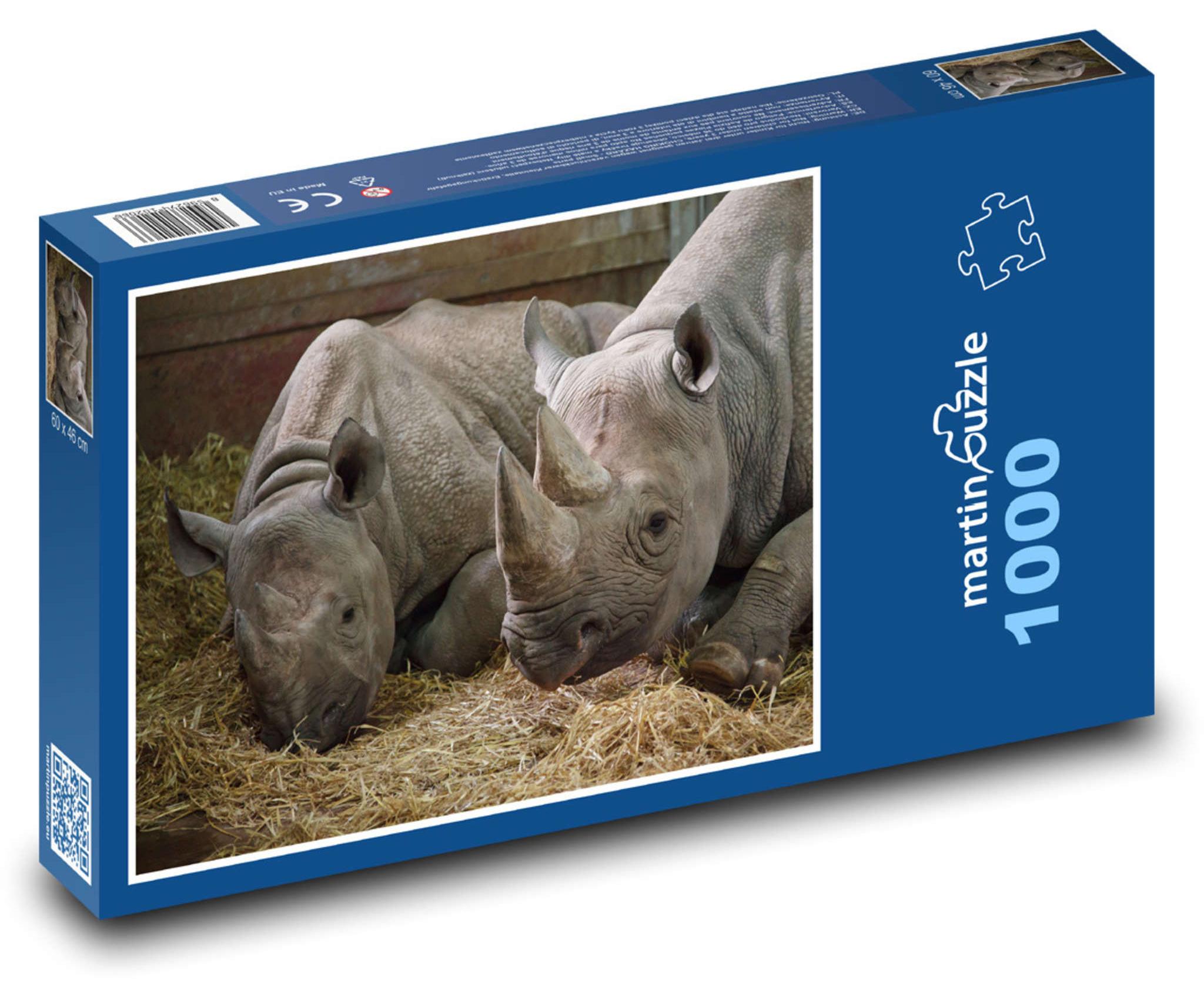 MCprint martinpuzzle - Puzzle 1000 Teile - Nashörner ruhen auf Stroh