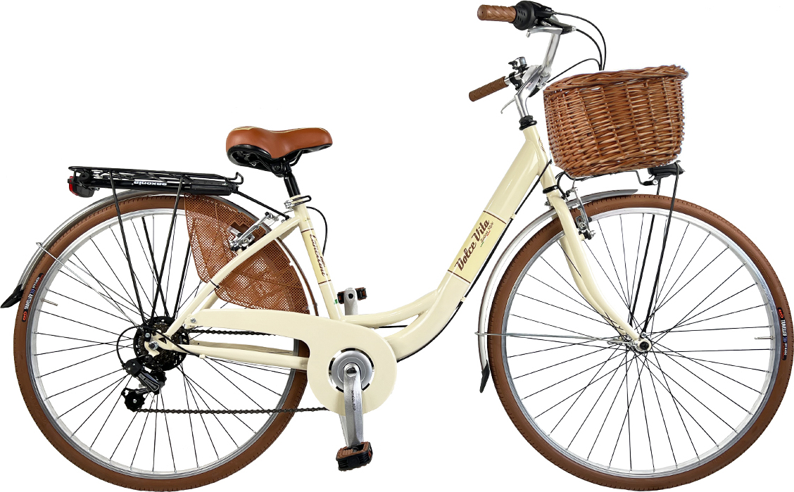 Vélo De Ville Rétro Pour Femme – Crème, Avec Panier – Taille Roue 28 Pouces – État Correct
