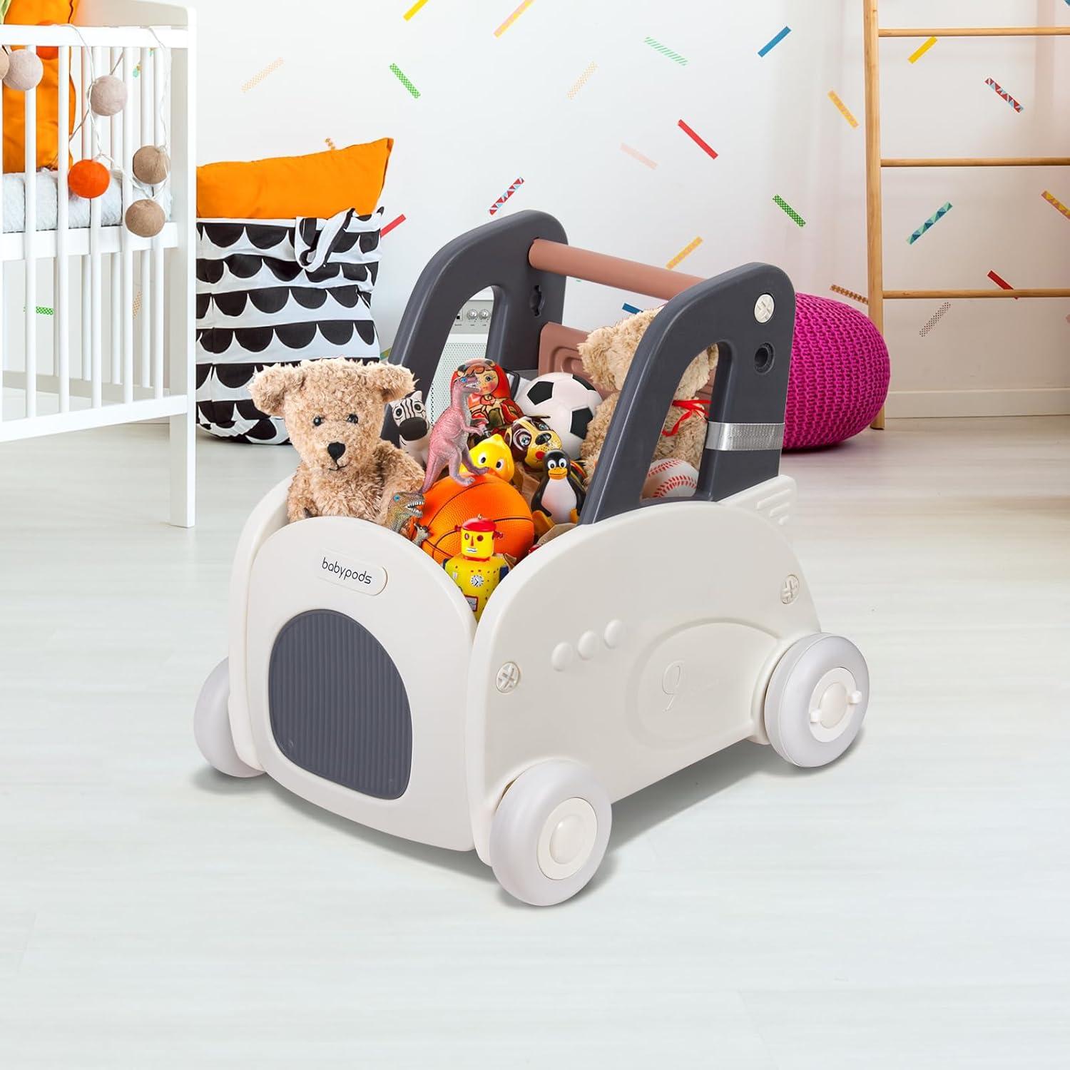 Markenlos Erster Laufwagen für Kinder - 4-in-1 Multifunktionale Laufhilfe mit Anpassbarem Schiebebügel und Sicherheitsvorkehrungen für 1-3 Jahre