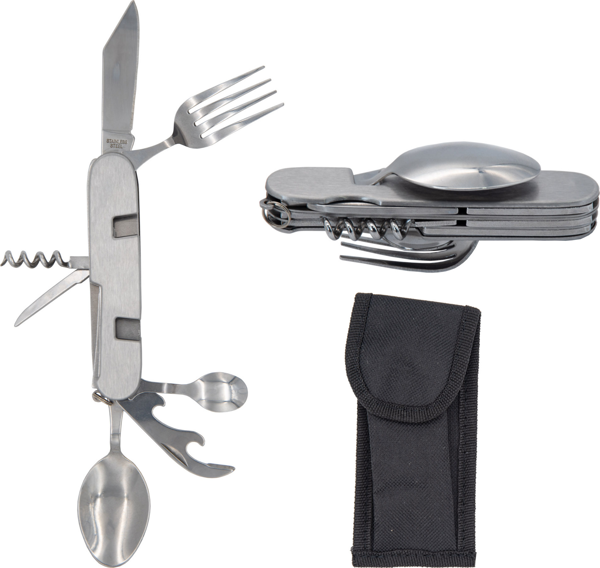 TSB Werk Campingbesteck Camping Outdoor Essbesteck Feldbesteck Survival Klappbesteck 7 in 1