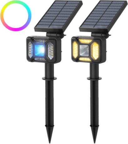 Vonkajšia solárna LED lampa Blitzwolf so súmrakovým senzorom, 1800 mAh, RGB