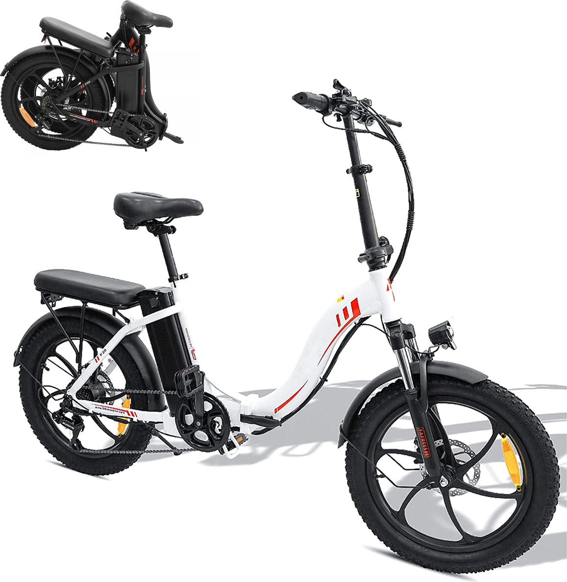 Fatbike e-bike skladací bicykel 20 palcov s 36V 16AH odnímateľnou batériou na dochádzanie, e-bike skladacie dámy 250W, 25km/h horský bicykel pánsky e-bike mestský bicykel