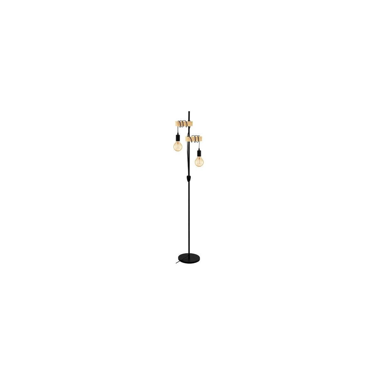 Stehlampe Vintage EGLO TOWNSHEND Eiche-Optik, schwarz 2x E27 32919